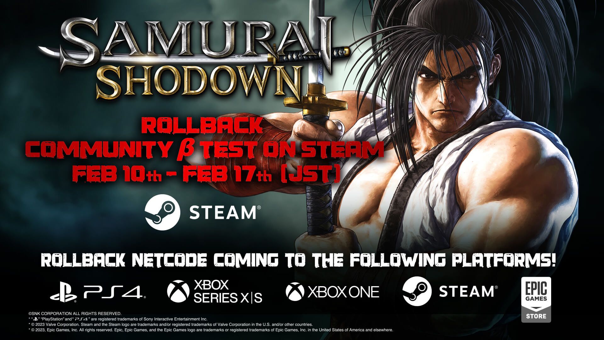 Samurai Shodown Rollback Netcode Steam Beta Test Begins February 10th