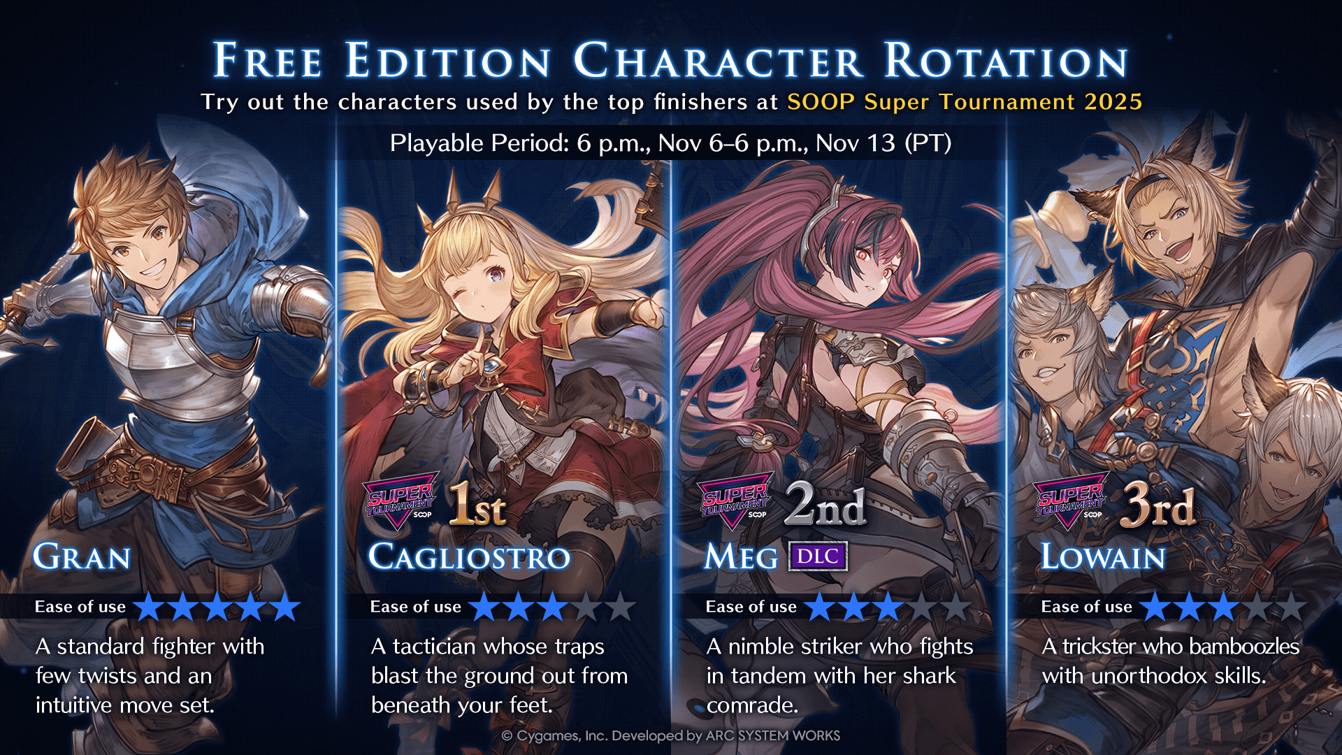 Granblue Fantasy Versus: Rising Character Rotation [Nov 06 - 13]