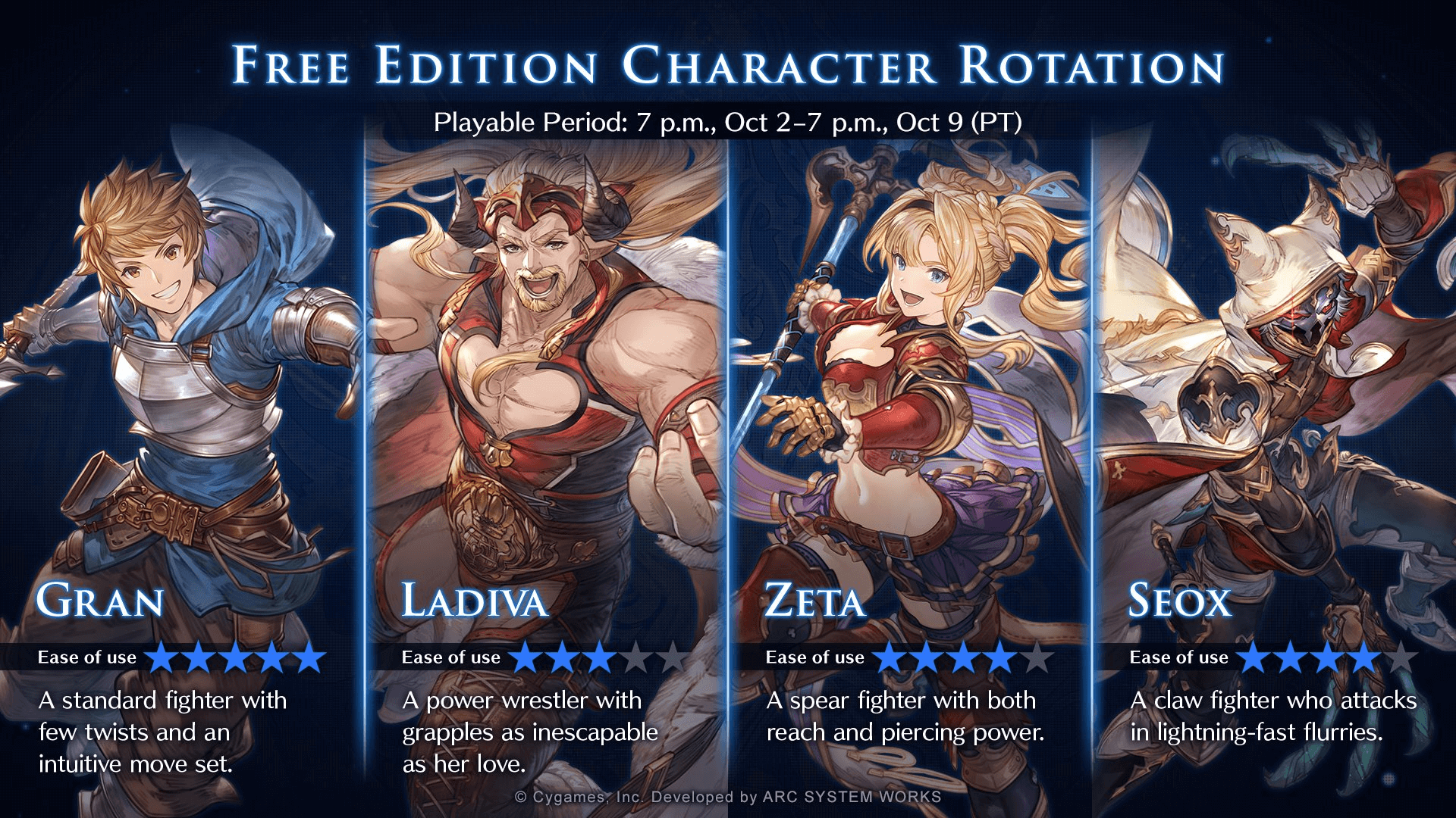 Granblue Fantasy Versus: Rising Character Rotation [Oct 2 - Oct 9]