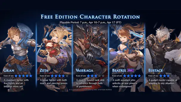 Granblue Fantasy Versus: Rising Free Character Rotation [Apr 10- 17 ...