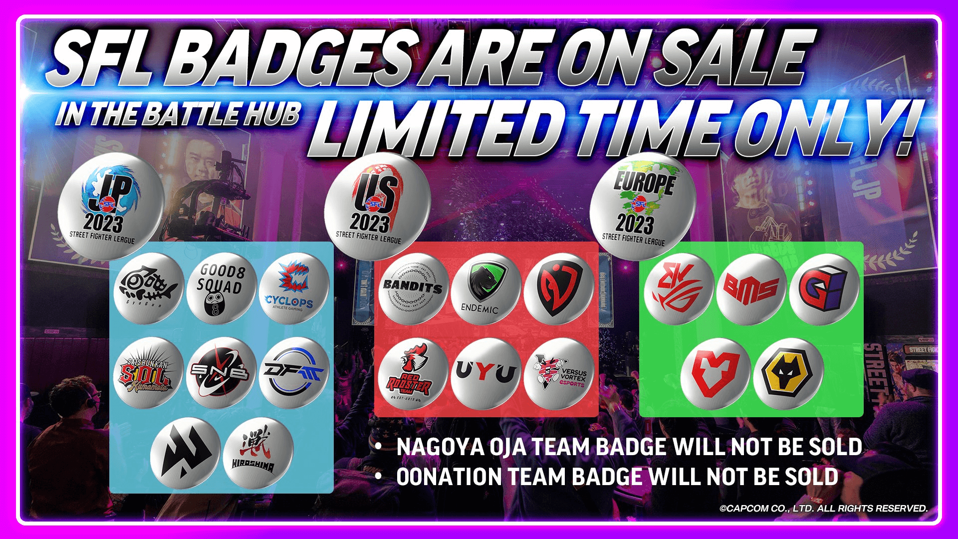 Limited Time Street Fighter League Badges Available on the Battle Hub