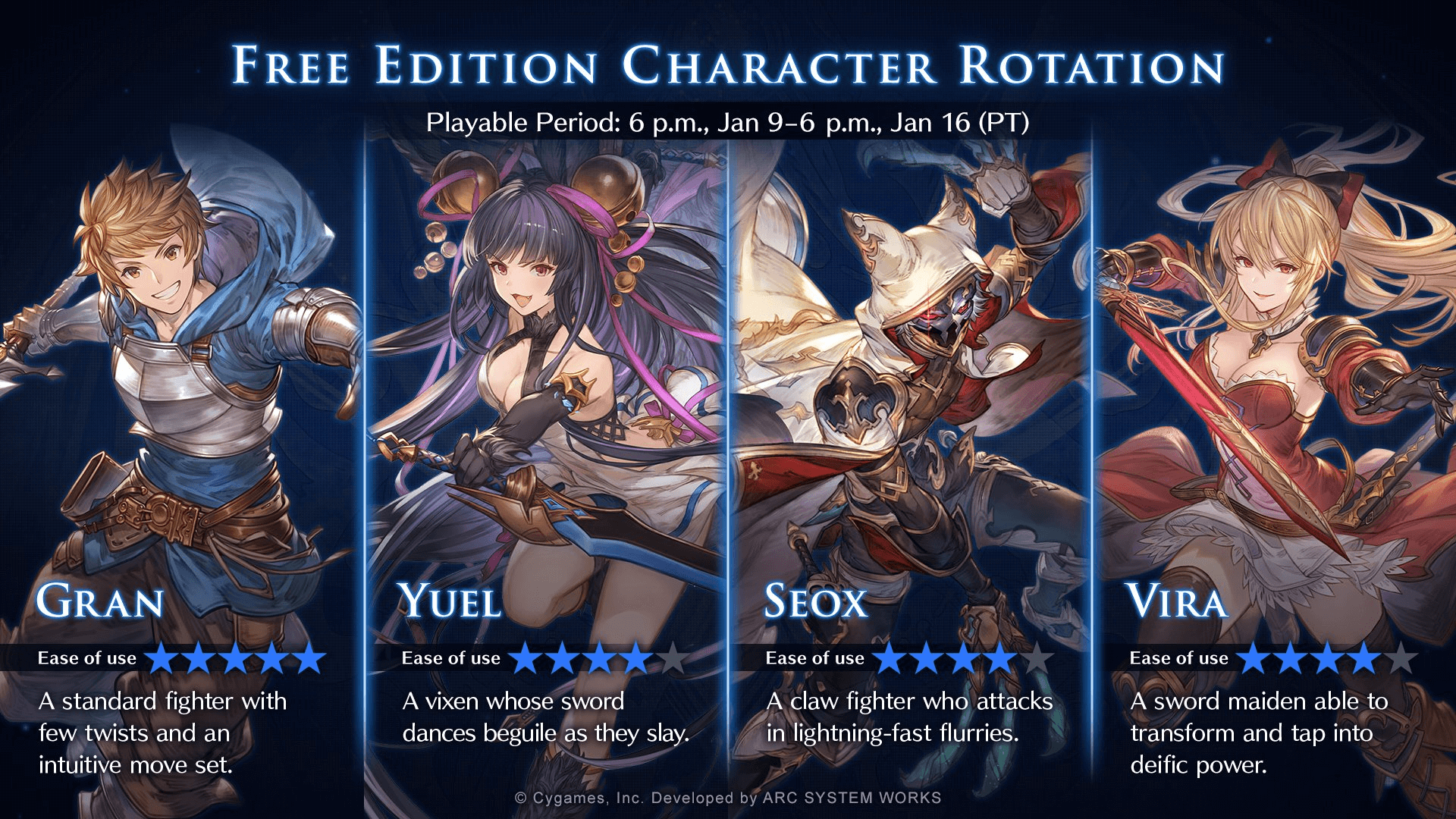 Granblue Fantasy Versus: Rising Free Character Rotation [Jan 9 - 16]