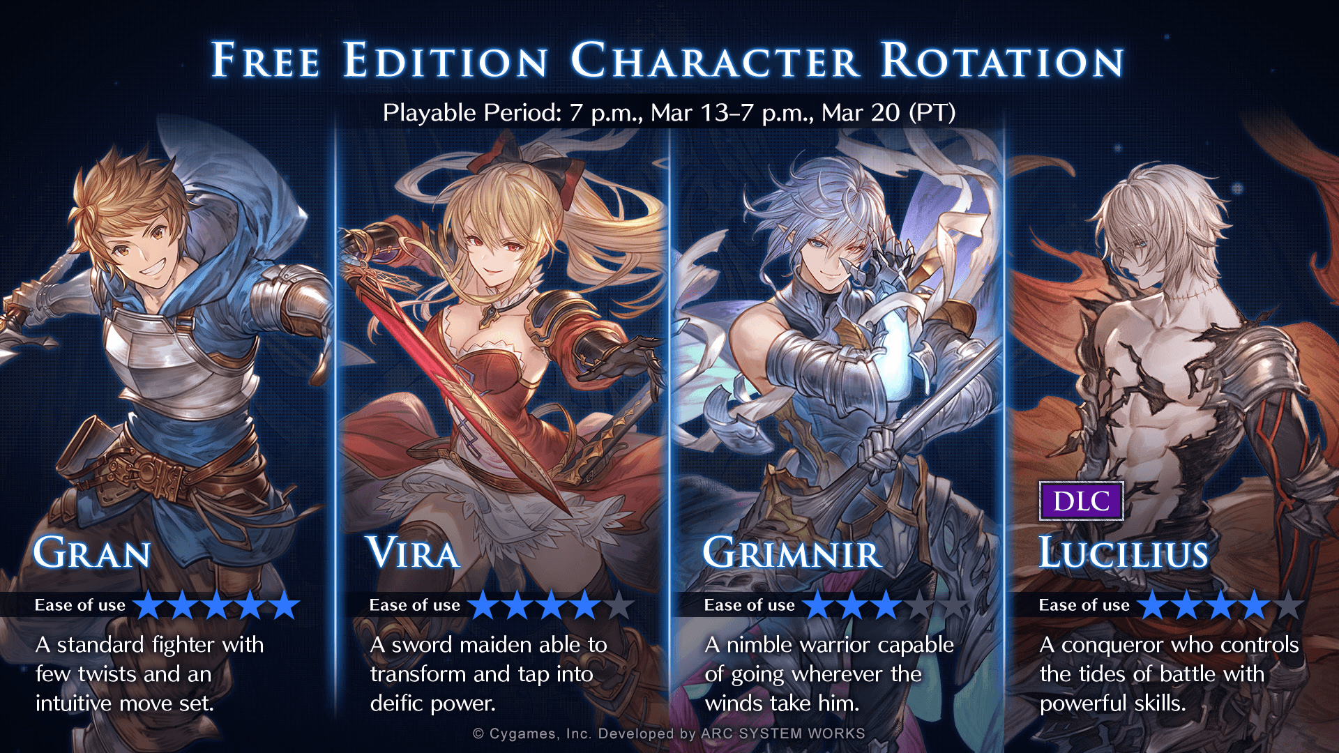 Granblue Fantasy Versus: Rising Free Character Rotation [Mar 13 - 20]