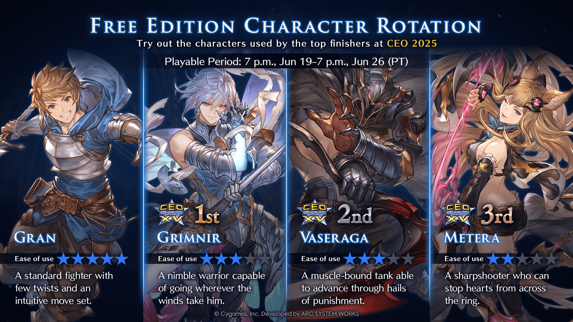 Granblue Fantasy Versus: Rising Character Rotation [June 19th - 26th]