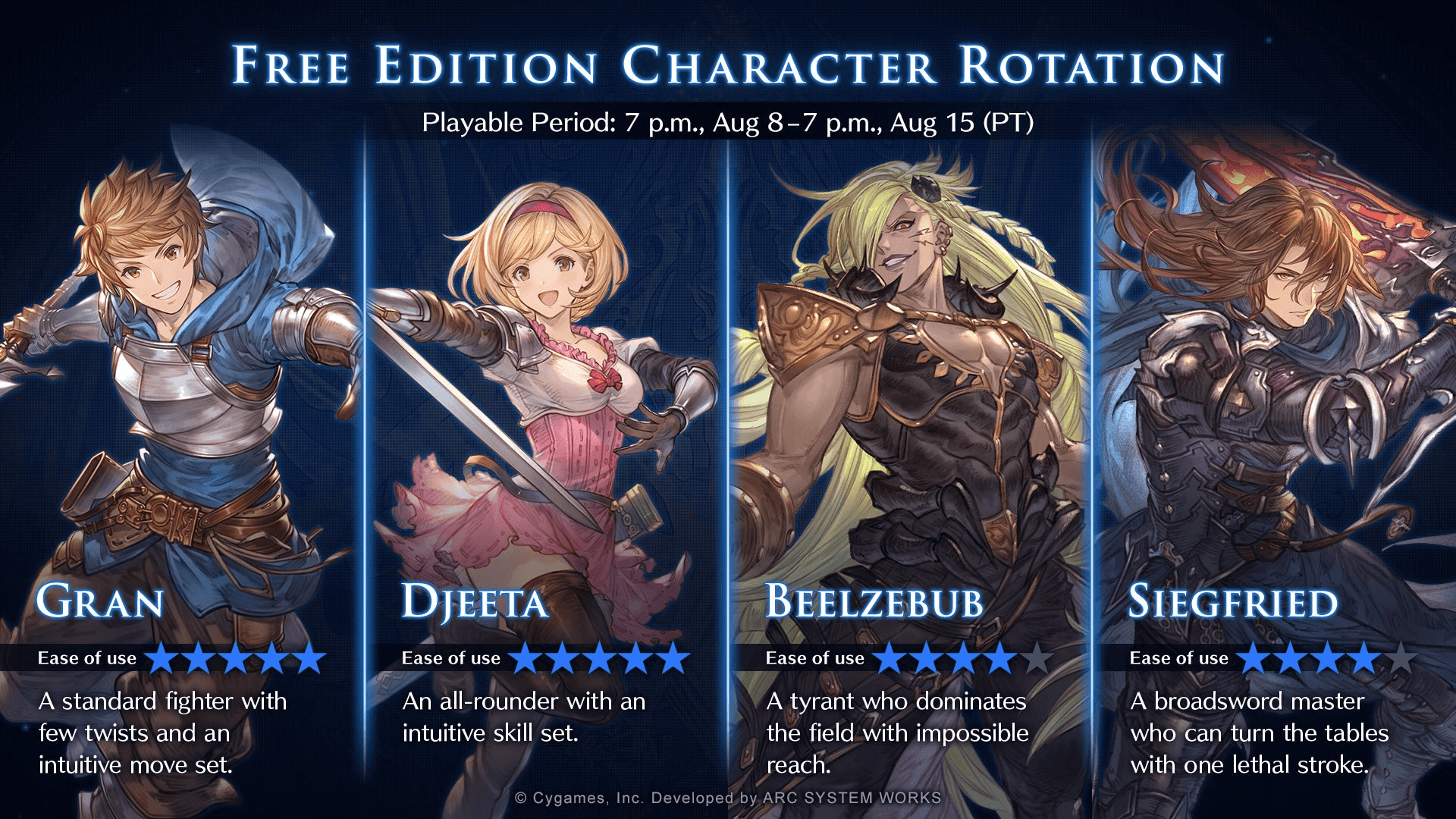 Granblue Fantasy Versus: Rising Free Character Rotation [Aug 8-15]