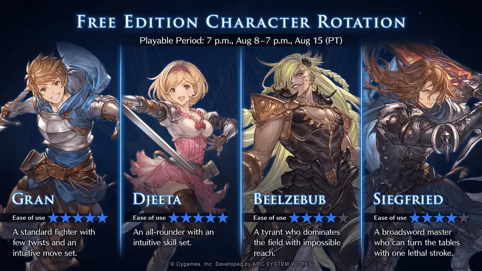 Granblue Fantasy Versus: Rising Free Character Rotation [Aug 8-15 ...