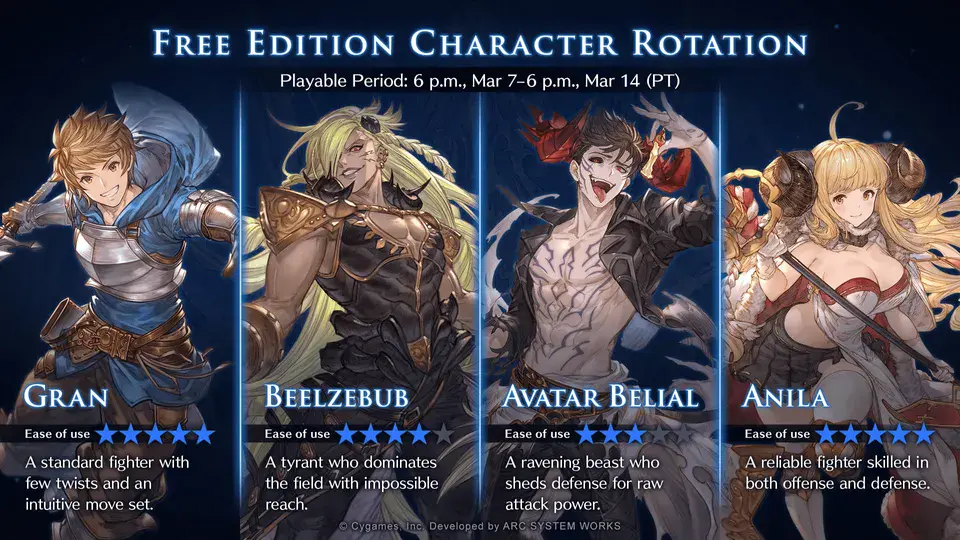 Granblue Fantasy Versus: Rising Free Character Rotation March 7th ...