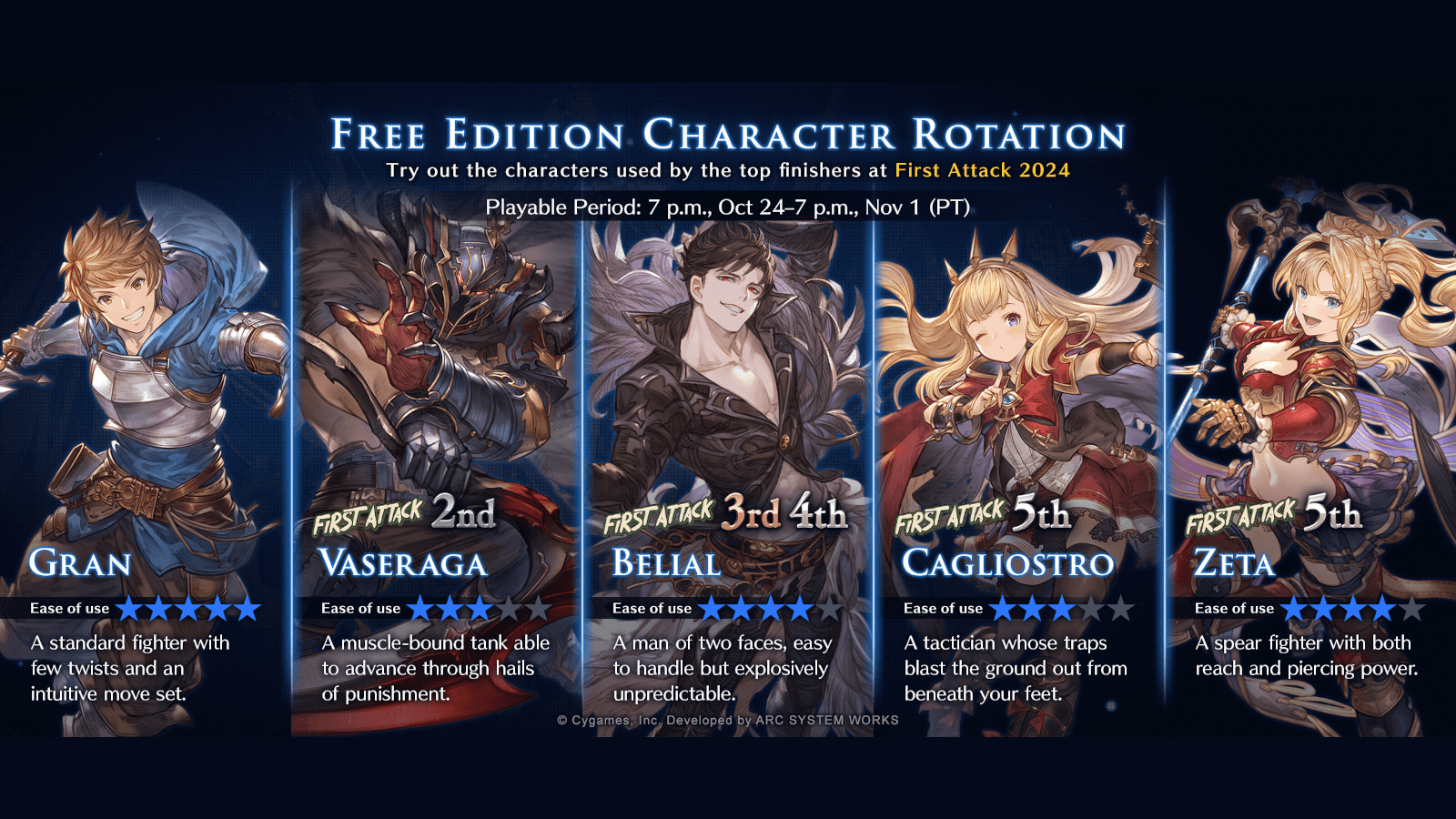 Granblue Fantasy Versus: Rising Free Character Rotation [Oct 24-31]