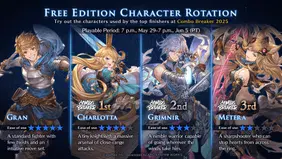 Granblue Fantasy Versus: Rising Character Rotation [May 29-June 5]