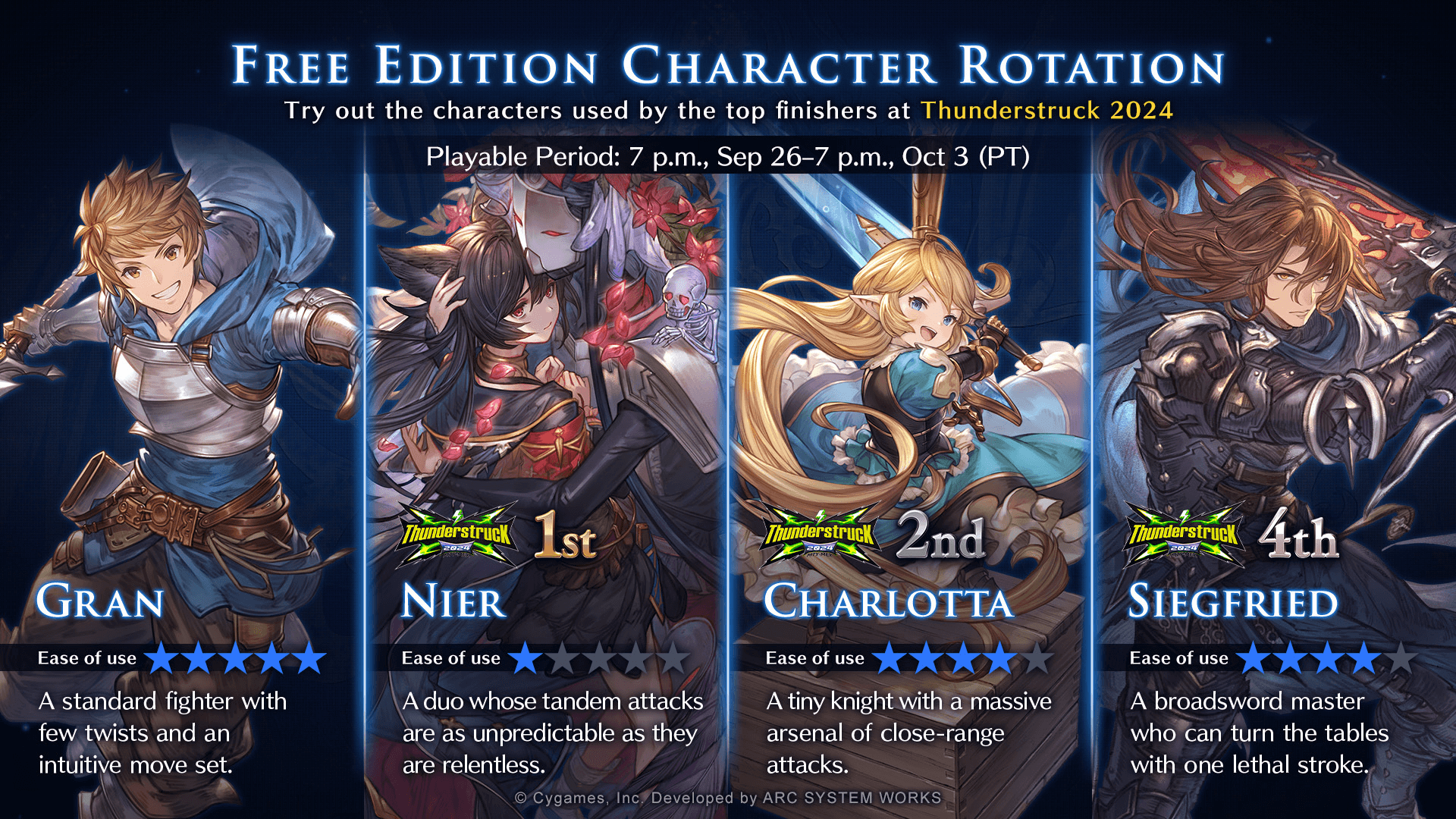 Granblue Fantasy Versus: Rising Free Character Rotation [Sep 26-Oct 3]