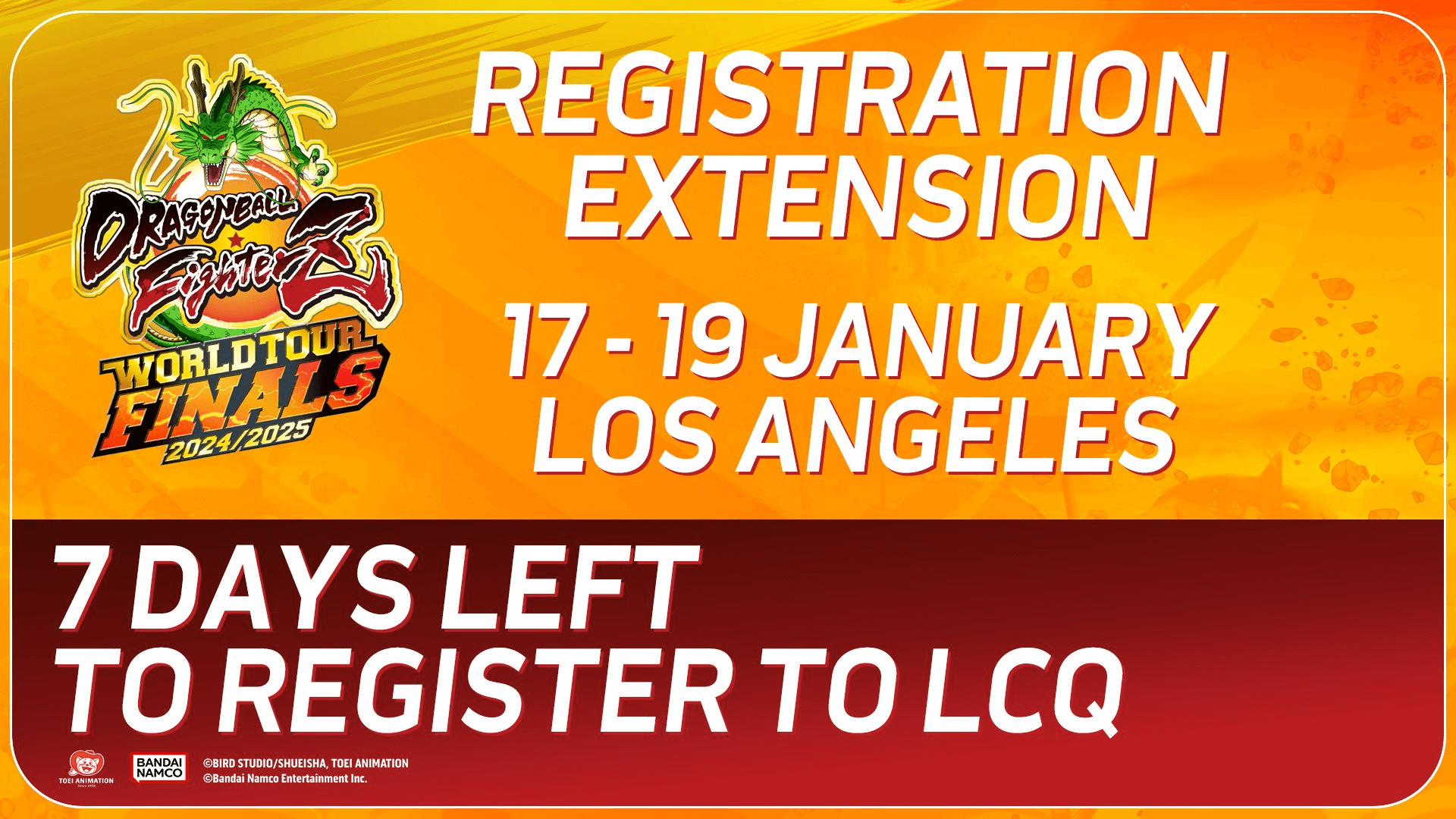 Dragon Ball FighterZ World Tour 2024/25 LCQ Registrations Extended