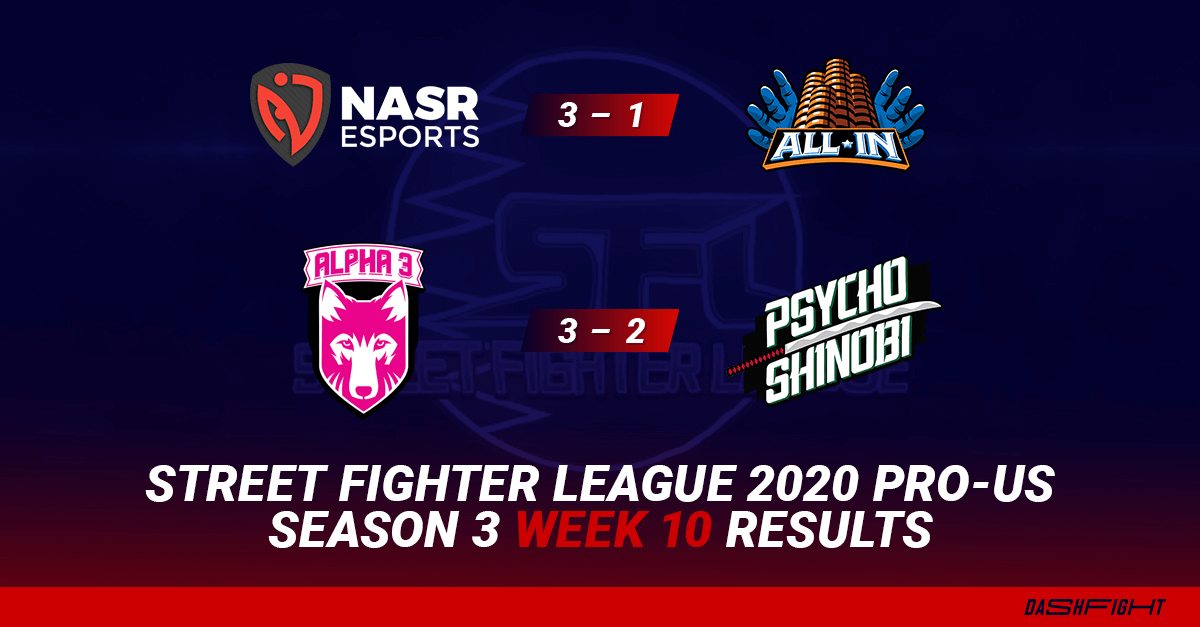 SF League ProUS Week 10 Victories for NASR and Alpha 3 DashFight