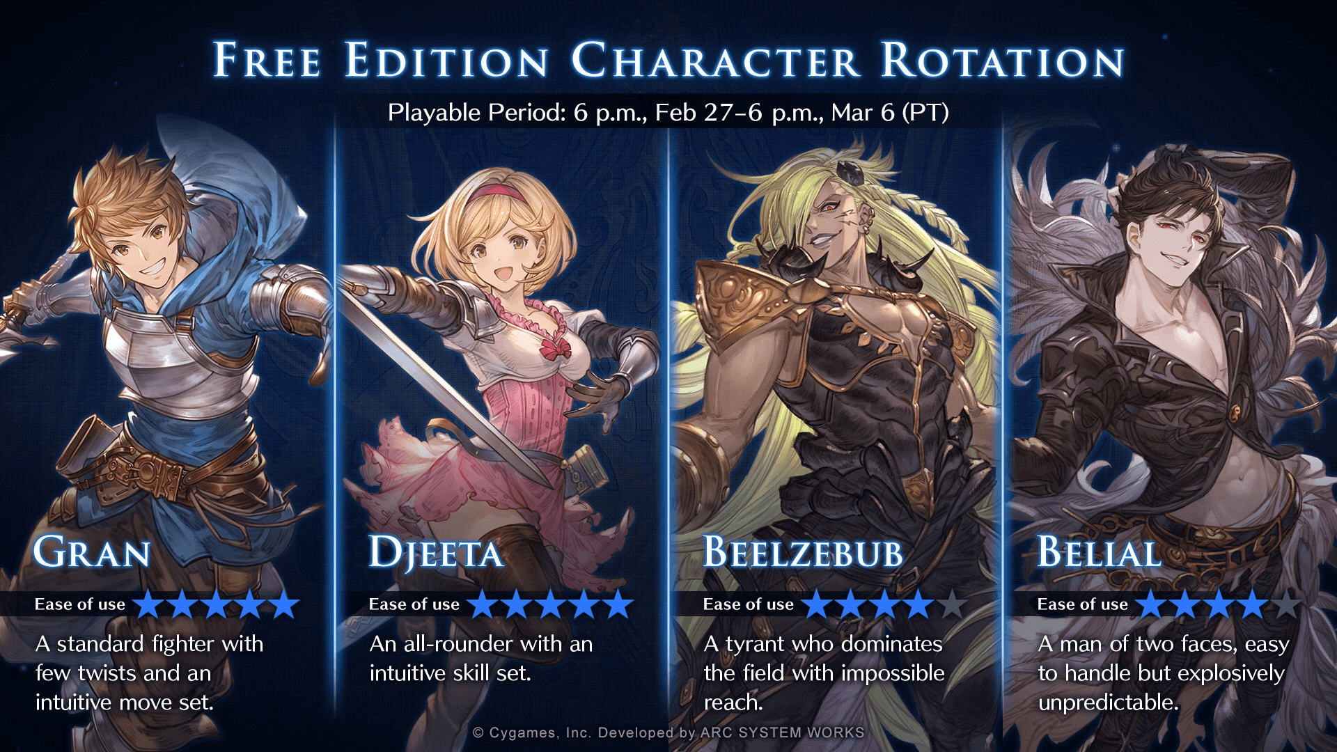 Granblue Fantasy Versus: Rising Free Character Rotation [Feb 27-Mar 6]