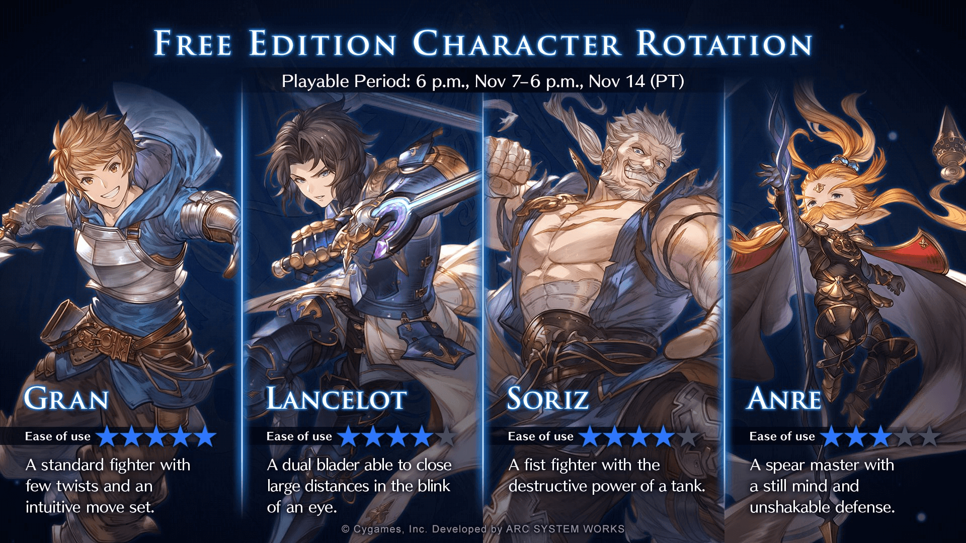 Granblue Fantasy Versus: Rising Free Character Rotation [Nov 7 - 14]