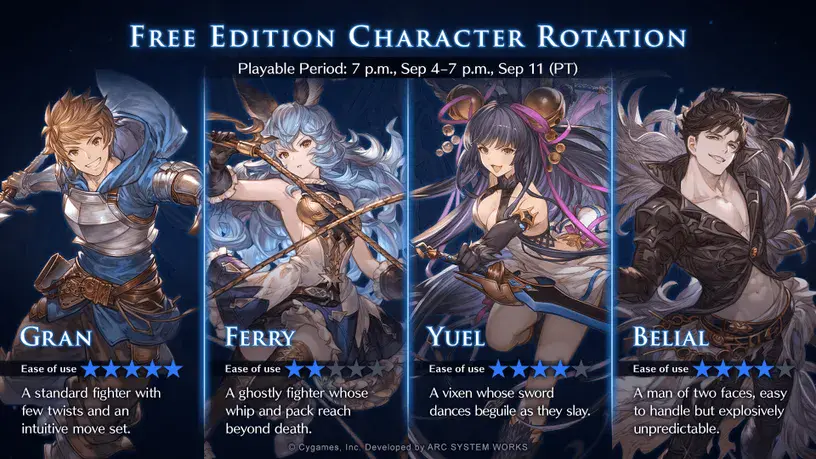 Granblue Fantasy Versus: Rising Character Rotation [Sep 4 - Sep 11 ...