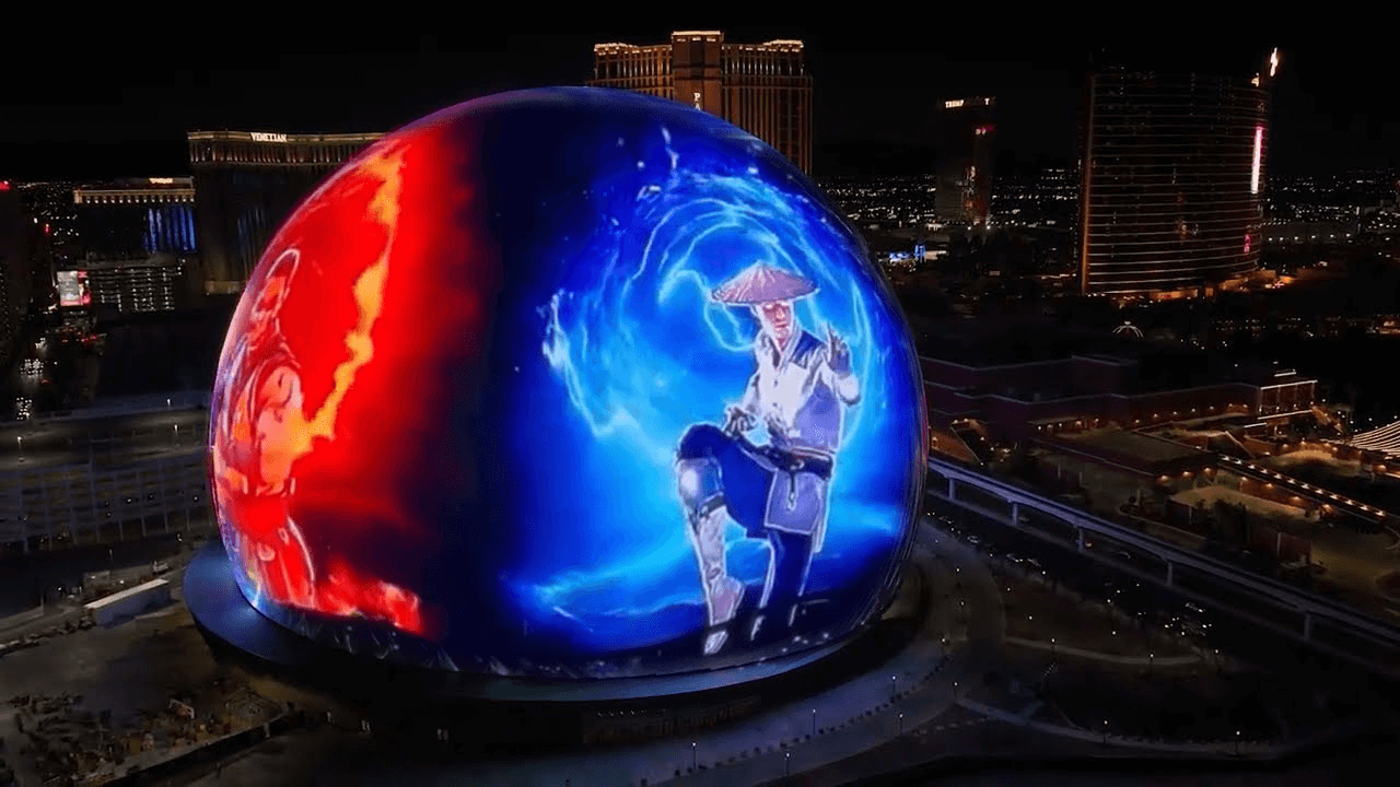 Mortal Kombat 1 is shown on Las Vegas Sphere