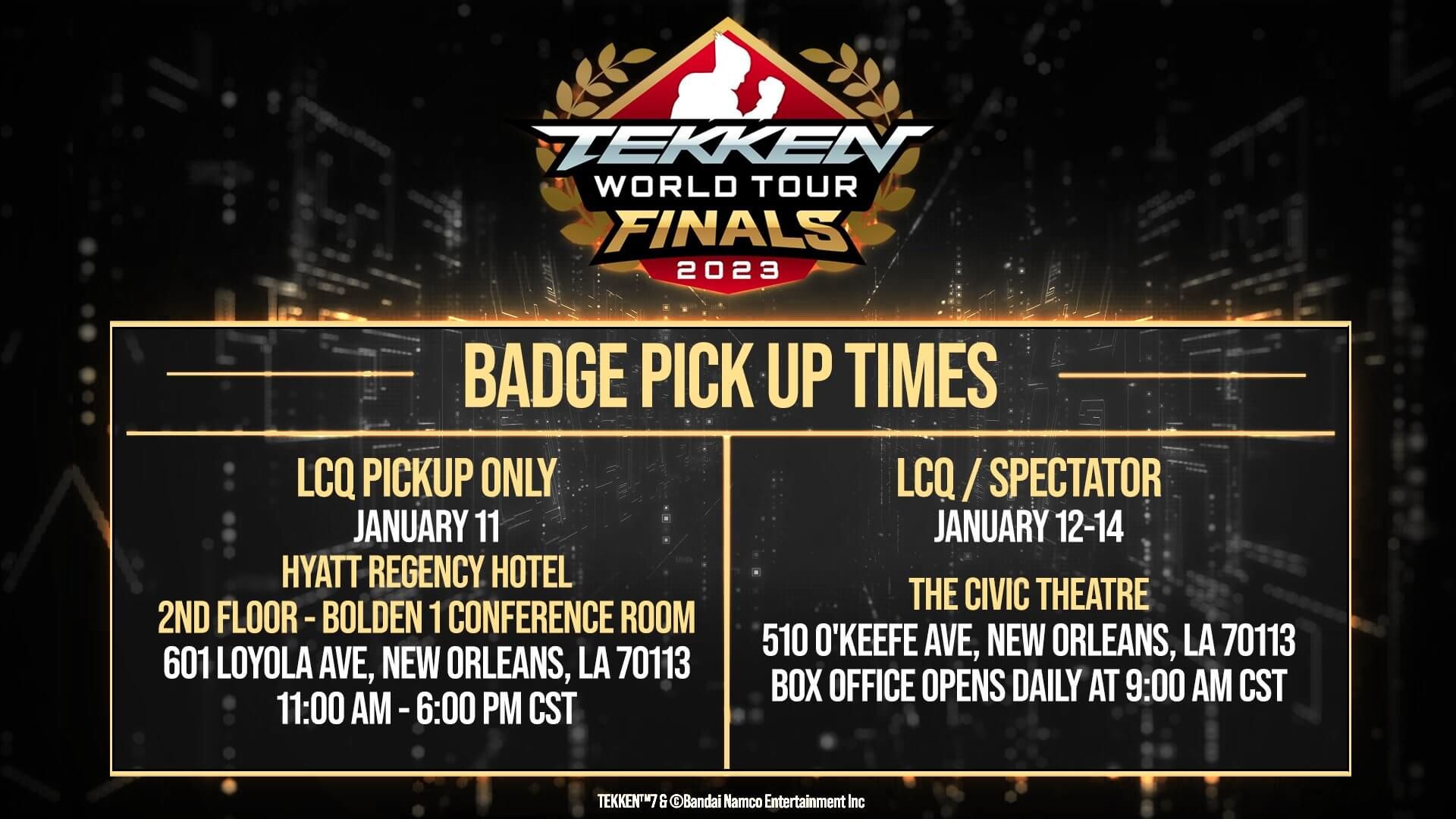 Tekken World Tour Finals 2023: Badge Pickup Schedule Announced
