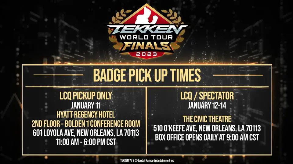 Tekken World Tour Finals 2023 Badge Pickup Schedule Announced DashFight