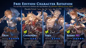 Granblue Fantasy Versus: Rising Character Rotation [Sep 18 - Sep 15]