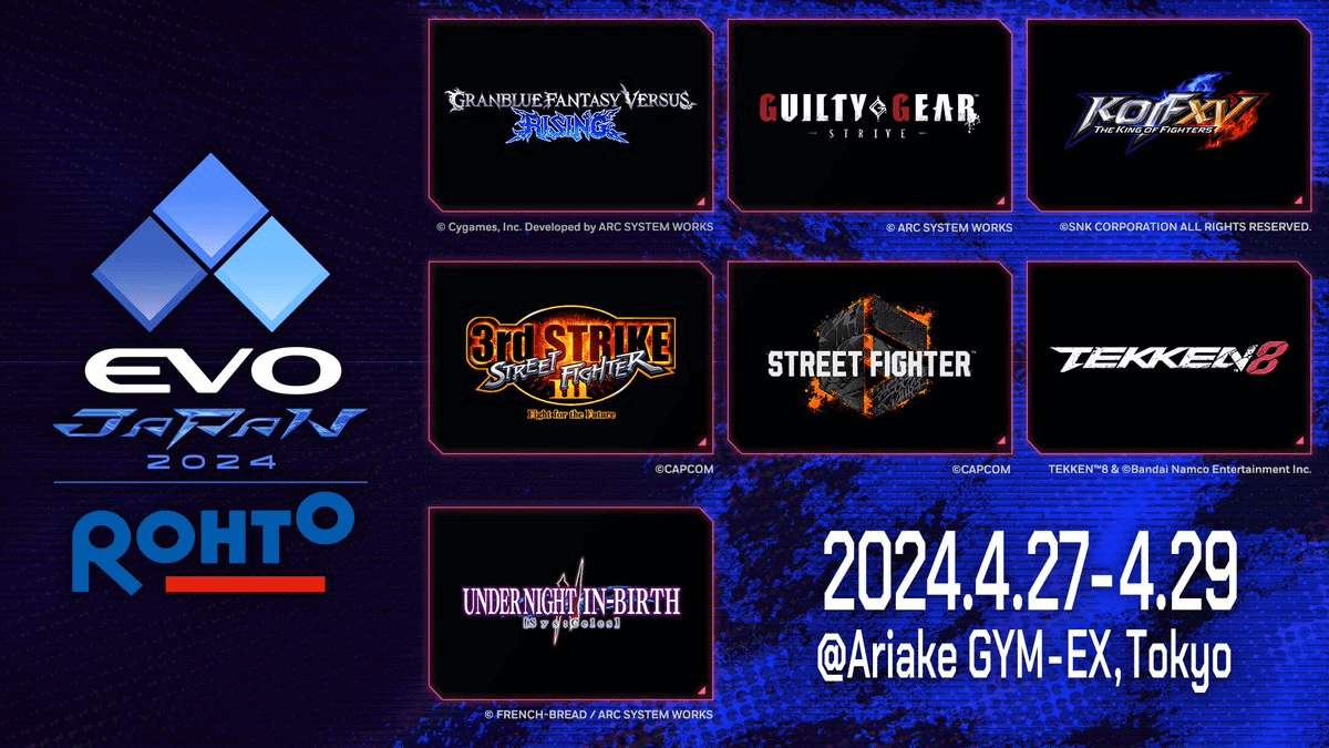 Evo Japan 2024 Games & Schedule - GBFV:R, GGST, KOFXV, SF3S, SF6, T8