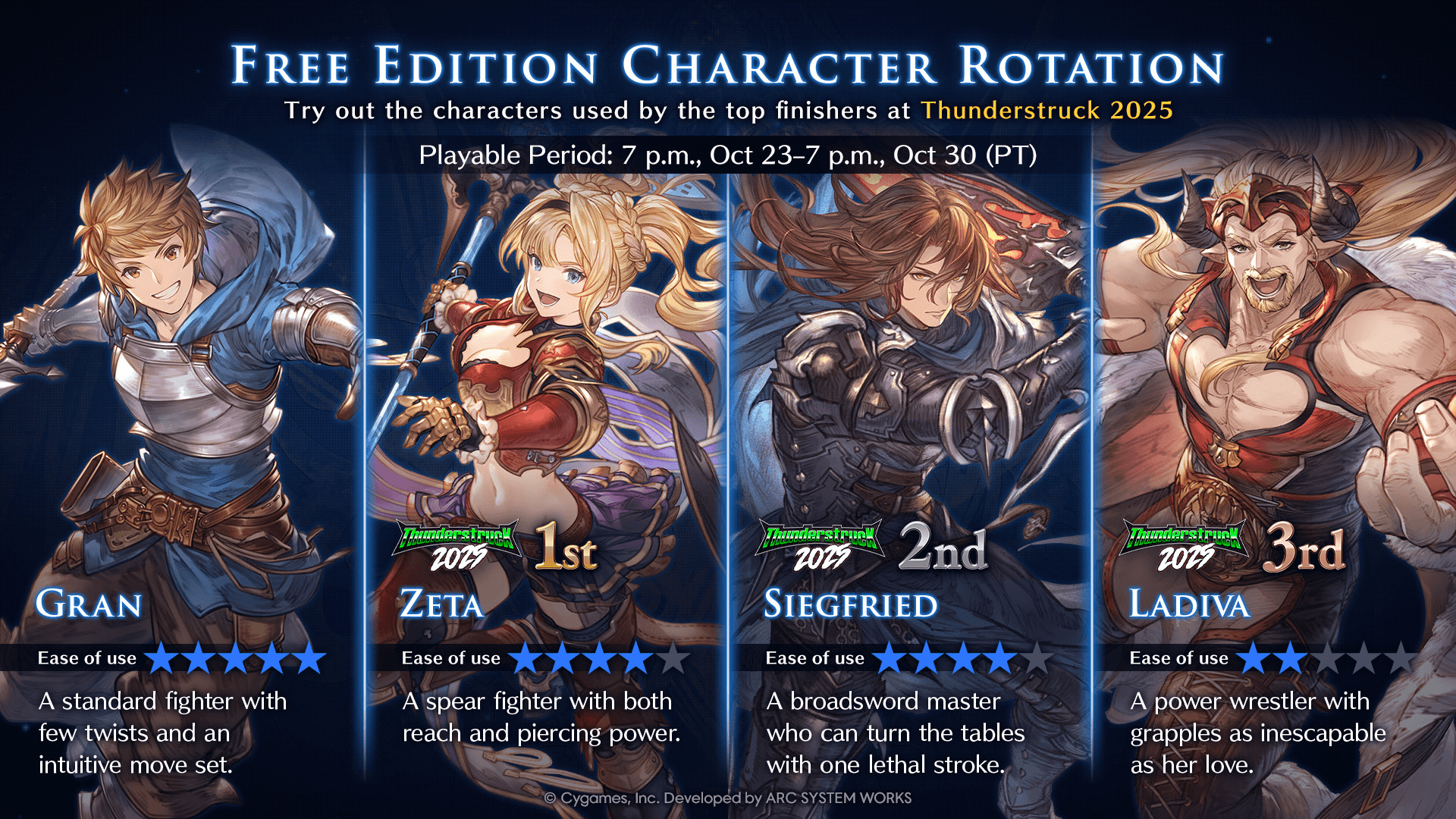 Granblue Fantasy Versus: Rising Character Rotation [Oct 23 - Oct 30]