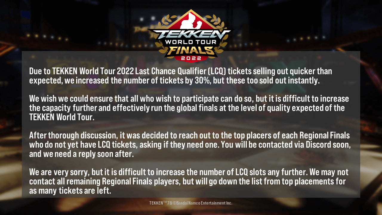 Tekken World Tour Finals: Last Chance Qualifiers Expanded Again