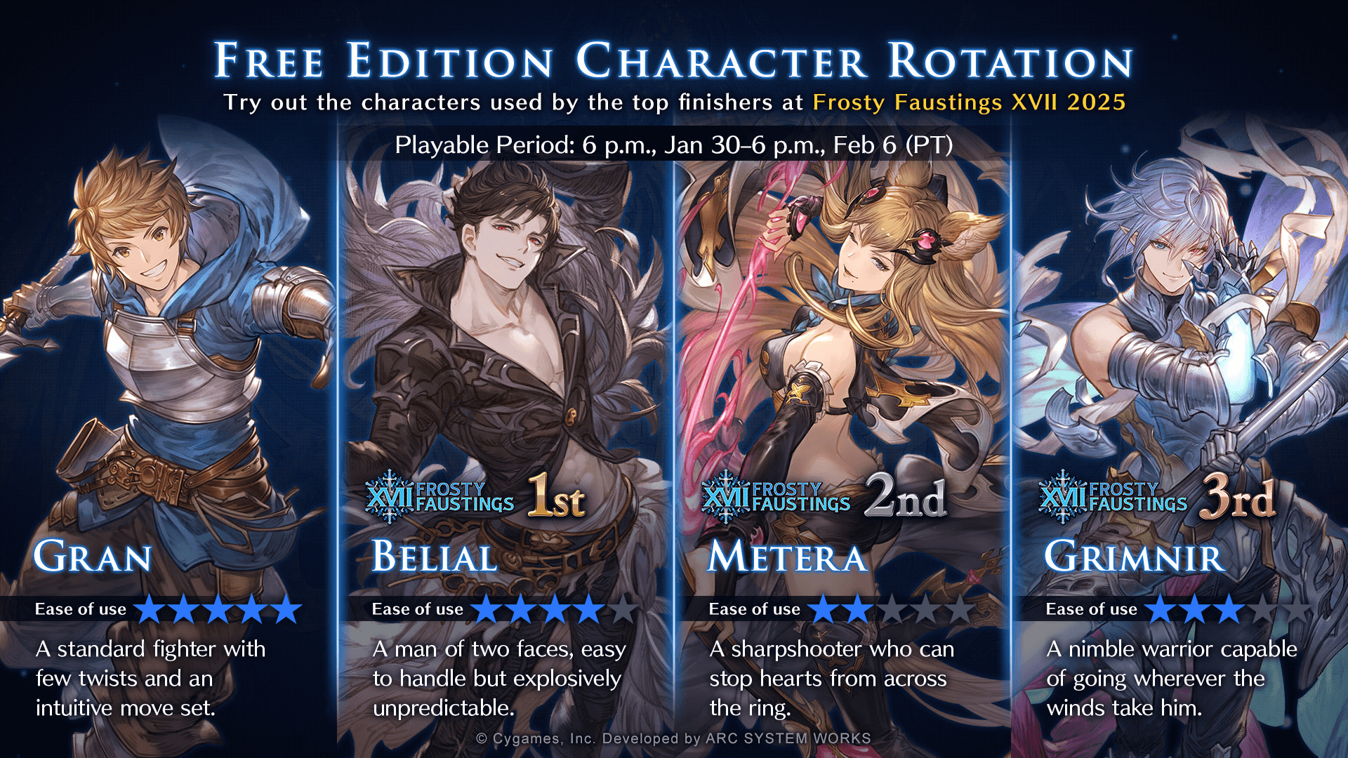 Granblue Fantasy Versus: Rising Free Character Rotation [Jan 30-Feb 6]