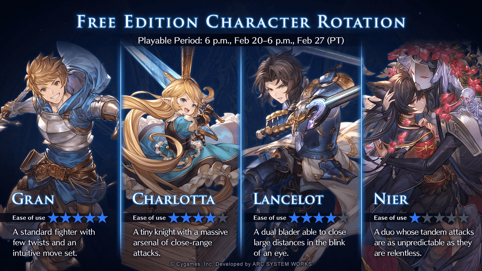 Granblue Fantasy Versus: Rising Free Character Rotation [Feb 20 - 27]